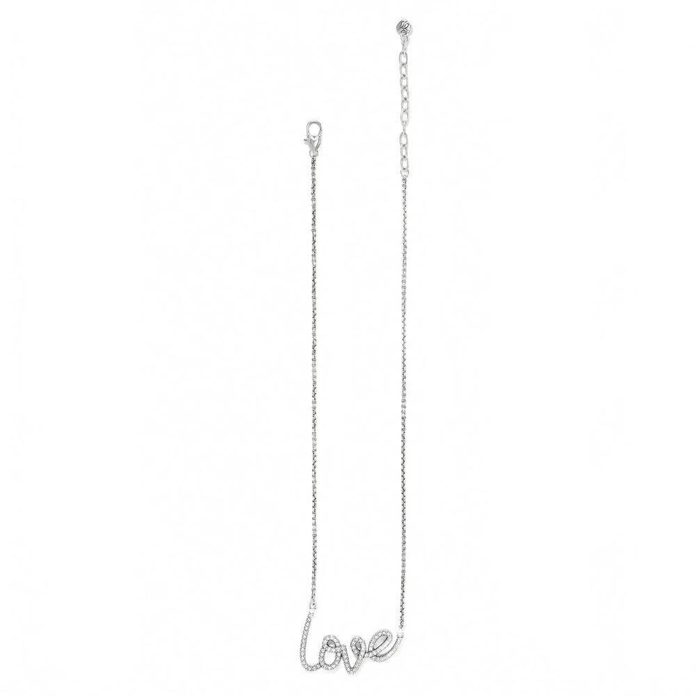 NEW BRIGHTON women's love script sparkle necklace in silver - Picture 3 of 5